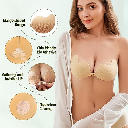 Sticky Bras for Women Push up Seamless Bra Bralettes for Women Strapless Bras Lift with Nipple Cover4