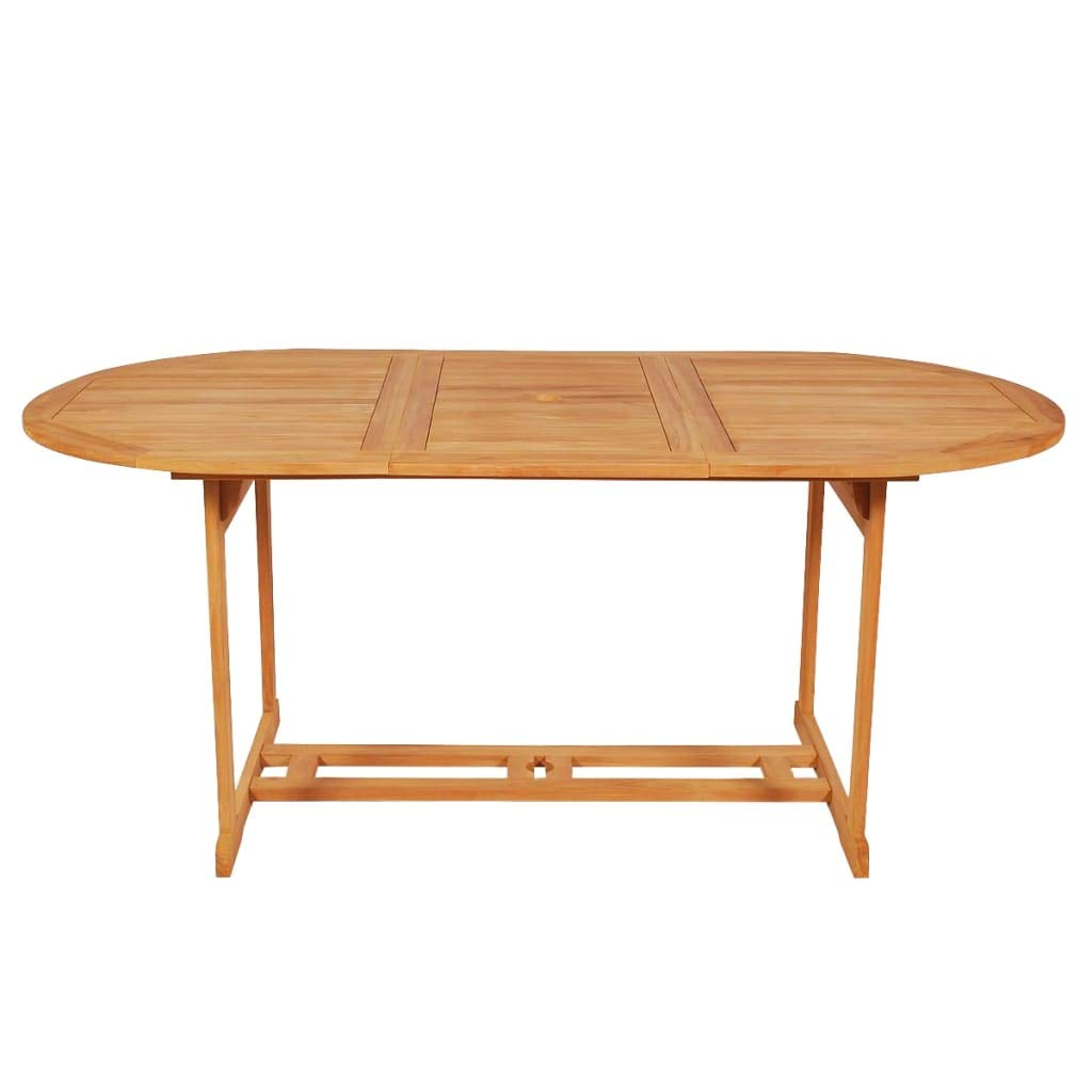 Set di mobili da giardino da 7 pezzi con cuscini, legno di teak massiccio, sedie pieghevoli con schienale regolabile in 5 posizioni, foro per ombrellone, fino a 110 kg per sedile