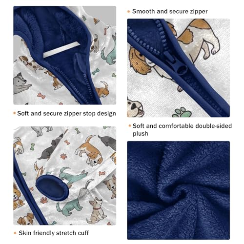 CHIFIGNO Cute Dogs Kids Polar Fleece Lined Fleece Jacket, Toddler Jackets Boys with Hooded 3T3