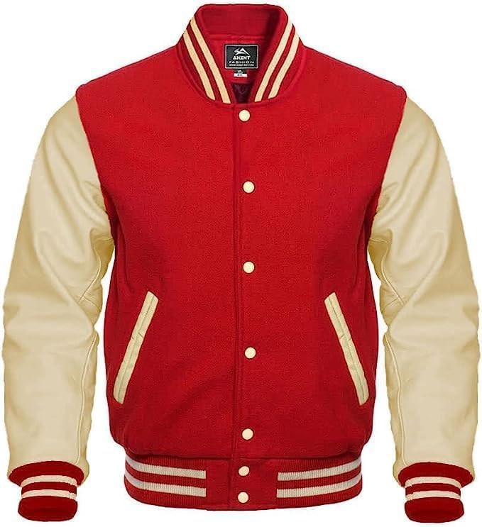 GRIFFINS Varsity Letterman Baseball Bomber Jackets Genuine Leather Sleeves & Multi Wool Color Options