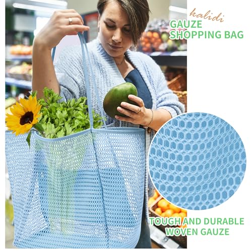 Image of KALIDI Beach Nylon Mesh Tote Bag, Casual Tote Bag Hobo Women Foldable MAX 23L Shoulder Bag For Beach Picnic Vacation