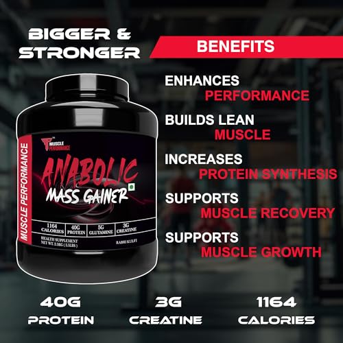 Image of Anabolic Mass Gainer, 2.5kg Rabri Kulfi | 40g Protein, 1164 Calories, 3g Creatine, Added Vitamins, Probiotics & Enzymes, High Protein High Carbs