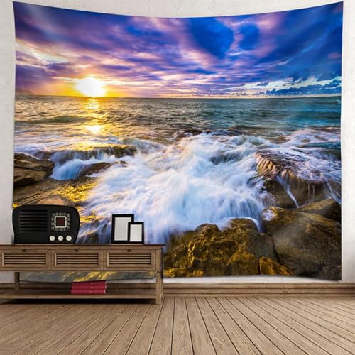 Tapisserie murale coucher de soleil tissu premium grand format pour salon