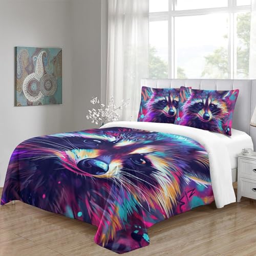 Housse de couette raton laveur 3D pour chambre enfant ado