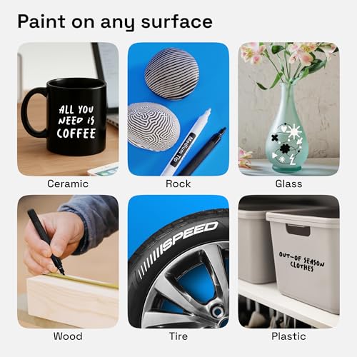 Image of ARTISTRO 2 Black & White Permanent Marker - Waterproof Markers for Tire, Fabric, Rocks, Glass, Ceramic, Wood, Paper - Oil Based Paint Pens - Medium Tip 3mm