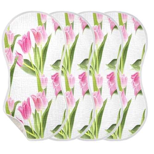 Beautiful Tulip Burp Cloths Cotton Baby Washcloths,Large 22x11in Burping Cloth Absorbent and Soft for Newborn Baby Boys and Girls,1 Pack3