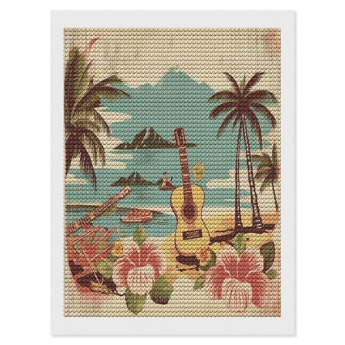Kits de pintura de diamantes para combatir el estrés: arte de pared vintage hawaiano