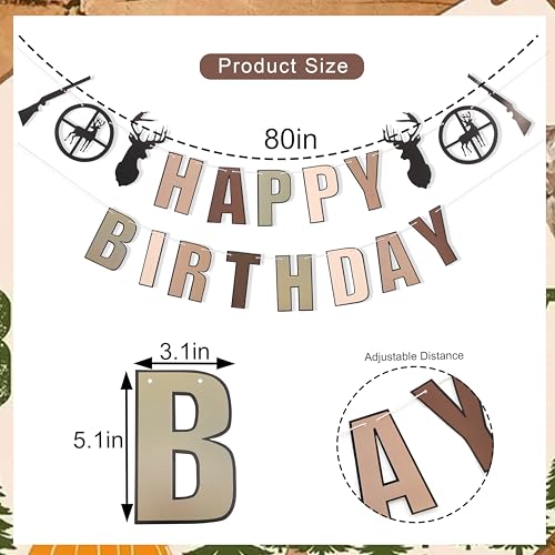 Image of Deer Hunting Camo Happy Birthday Banner,Deer Hunting Party Decorations | The Big One Deer Hunting Birthday Banner,Buck Deer Party Decorations