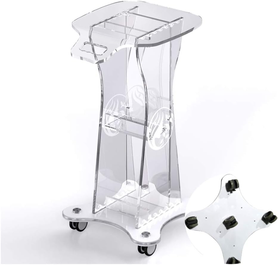 Dental Cart Beauty Equipment Cart High-end Beauty Salon Cart Desktop Acrylic Shelf Hospital Special Tool Cart with Handle and Brake Casters Assembled Cart (No Fence 5 wheels)