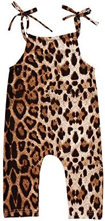 GUMEMO Toddler Baby Girls Sleeveless Jumpsuit Summer Clothes Outfit Leopard Straps Romper One-Piece Bodysuit 6-12 Months