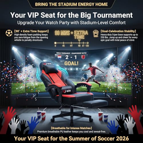 Image of Gaming Chairs for Adults, Computer Chair with Footrest, High Back, Big and Tall Gamer Chair's with Massage Lumbar Support, 360 Swivel Height Adjustable Computer Chaires, Dark Red