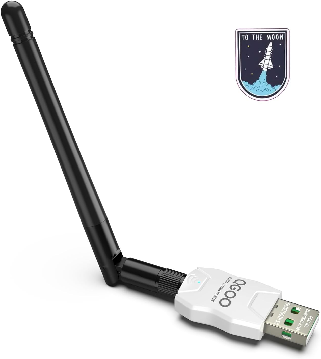 Class 1 Long Range Bluetooth Adapter for PC, QGOO USB Bluetooth Adapter for PC 5.3+EDR, Dongle Receiver Support Windows10/8.1/8/7(white-137)