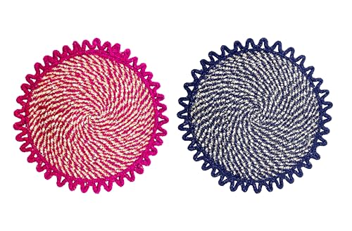 Image of Cotton Doormat for Home |Handmade Cotton Doormat | Quick Dry, Washable Door Mat for Home, Bathroom & Bedroom (Pack of 2) (Pink-Red)
