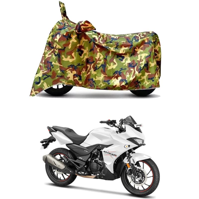 Image of Waterproof 100% PVC Coated Full Bike Scooty Two Wheeler Body Cover Compatible for Hero Xtreme 200S /UV-Rays /Heat Protection /Birds Dropping /Scratchproof /Dust Proof [6X6 Jungle Print]