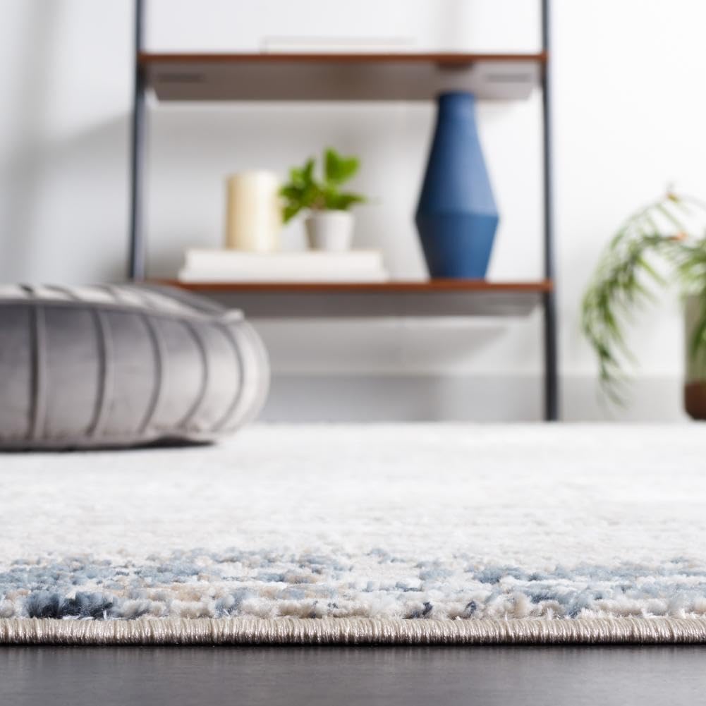 SAFAVIEH Parker Collection Area Rug - 9' x 12', Taupe & Ivory Blue, Contemporary Design, Stain Resistant, Ideal for High Traffic Areas in Living Room, Bedroom & Dining Room (PRK101E-9)