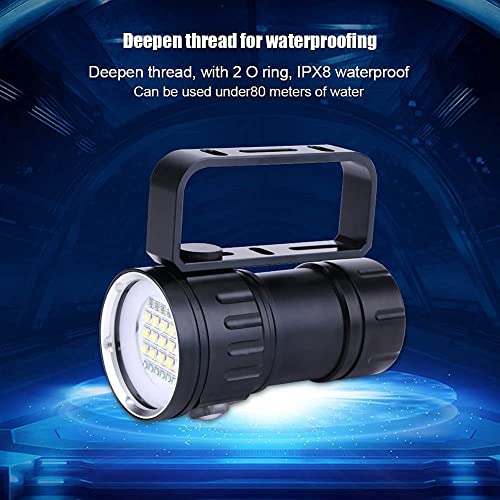 Zaklamp Duiken, 18000 Lumen IPX8 Waterdichte Duiklamp Scuba Duikverlichting 500M 7 Modi 120 Graden Brede Stralingshoek Onderwater LED Zaklamp voor Buiten Onder Water Sporten - Image 5