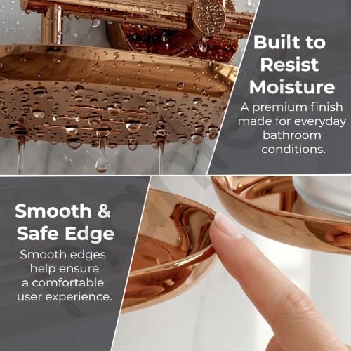 Image of Plantex J4 Stainless Steel Soap Dish with Liquid Dispenser /Soap Stand for Bathroom Wall Mount /Shampoo Dispenser /Bathroom Accessories (PVD Rose Gold Finish) Onix