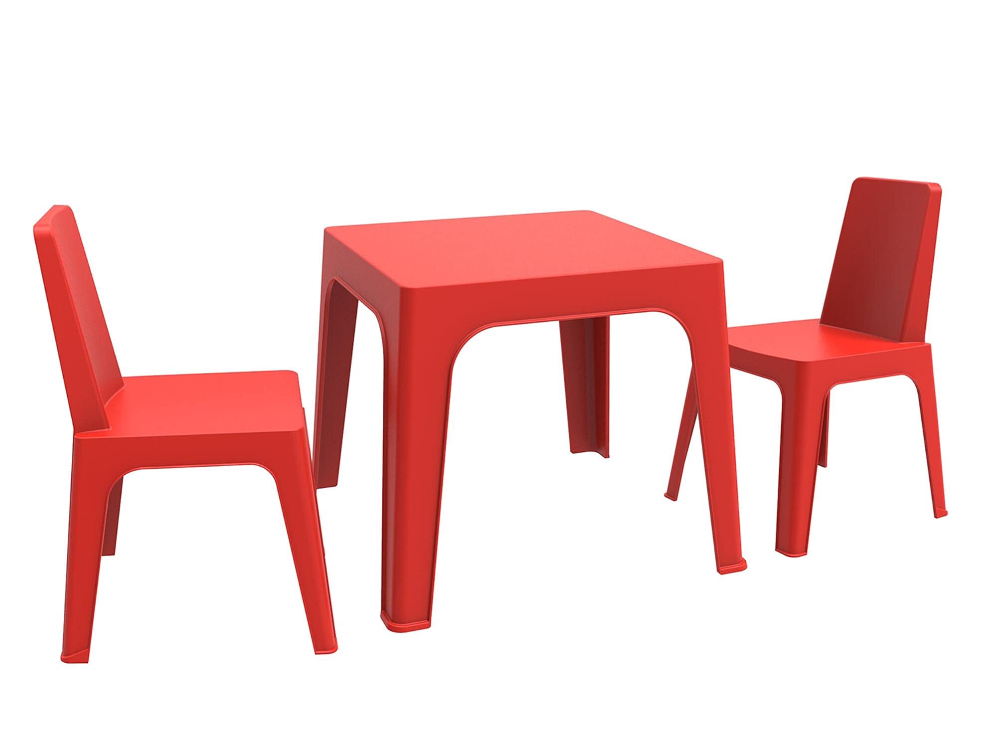 resol Julieta Set Infantil de 2 sillas y 1 Mesa para Interior, Exterior, jardín - Color Rojo