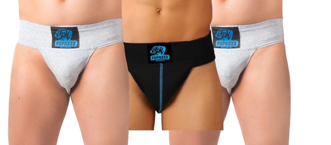 fufazzz sports Gym Cotton Hernia Supporter with Cup Pocket Athletic Fit Brief Multi Sports Underwear Outdoor Inner and Wear Medical Supporter (Pack of 3,)-picture-15