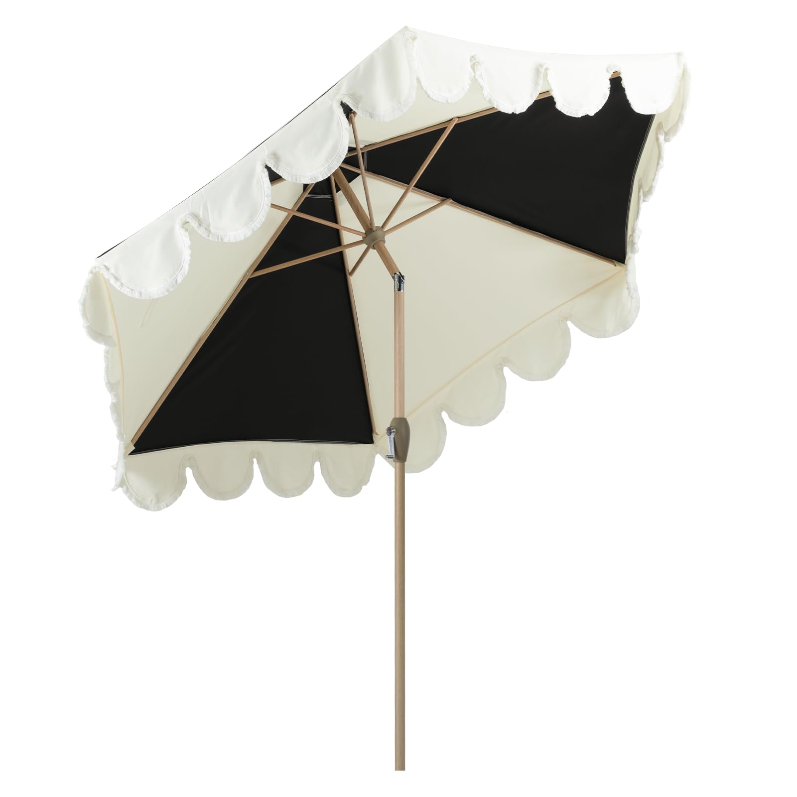 Tempera 9ft Scalloped Patio Umbrellas with Fringe, Market Umbrellas with Water-Resistant and Fade Resistant Canopy, 1.5