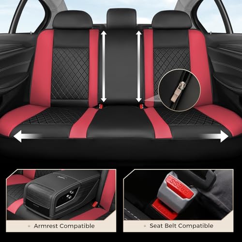 Image of Coverado Car Seat Covers Full Set, Automotive Leather Seat Covers for Car，Universal Fit Front Back Seat Cover, Non-Slip Waterproof Breathable Car Seat Protector