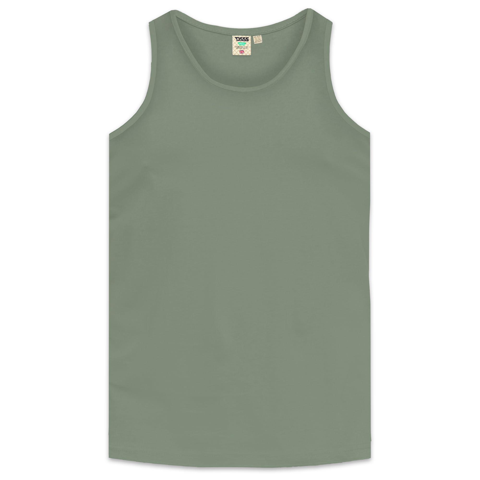 D555 Mens Adults Fabio Plain Muscle Vest Khaki 3XL