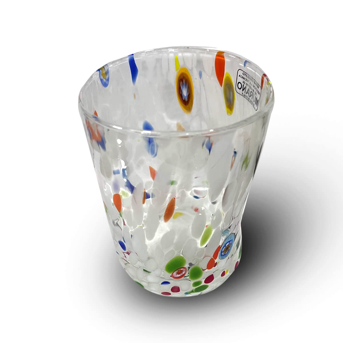 Gocce di Murano set 6 bicchieri Goto in vetro di Murano soffiato 300ml lavorazione a mano colorati confezione 6 calici per acqua eleganti e preziosi Made in Italy (Crystal White, 6)