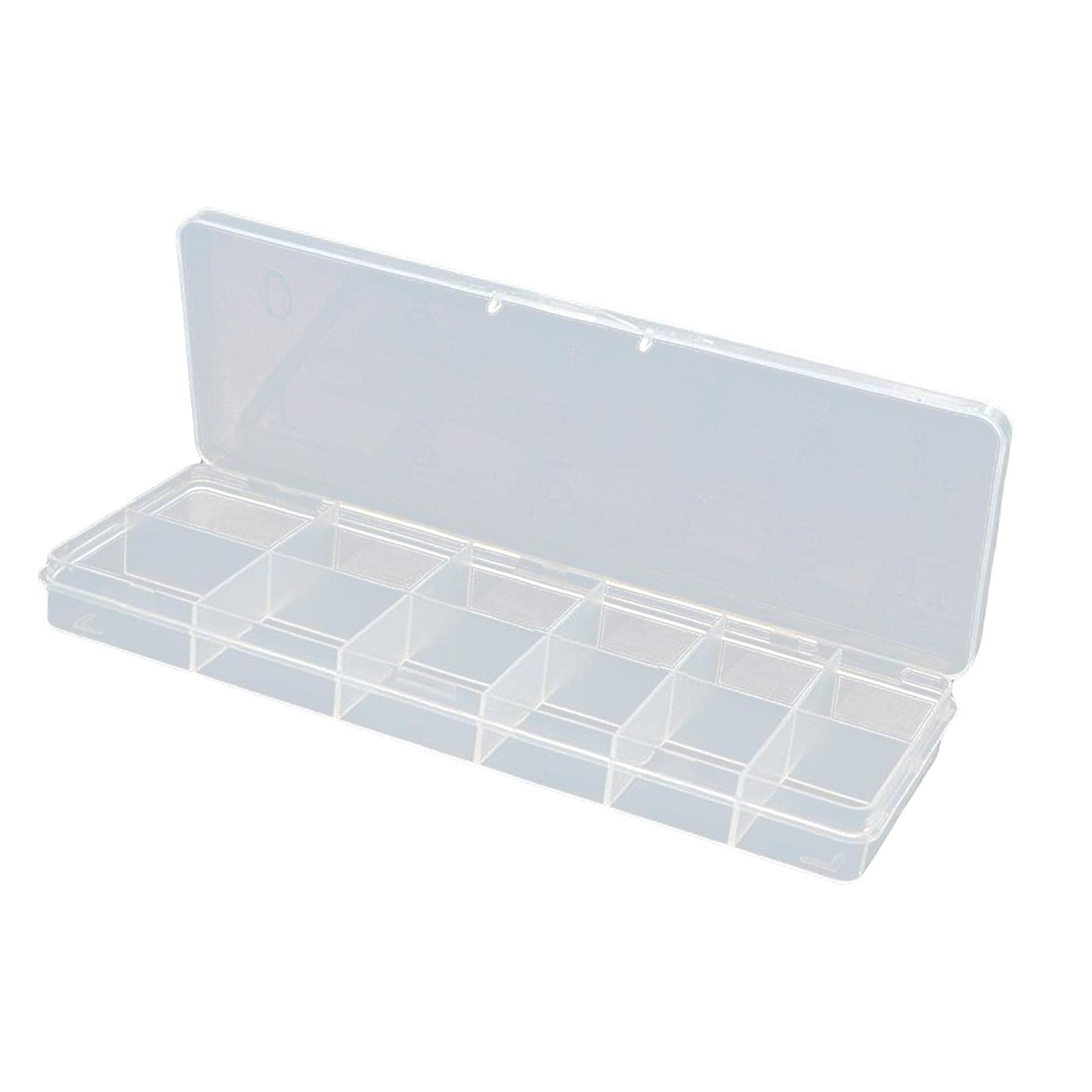 12 Slots Nail Tips Organizer Box Empty for False Nail Tips Art Crafts Beads Transparent,18.4 x 6.7 x 2cm