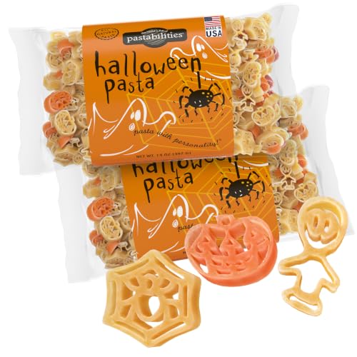 Pastabilities Fun Shaped Pasta For Kids - Halloween - Pumpkin Spider And Ghost Holiday Theme, Non-Gmo Natural Wheat And Vegetable Pasta, All-Natural, Kosher Certified, Made In The Usa, (2 Pack, 14 Oz)