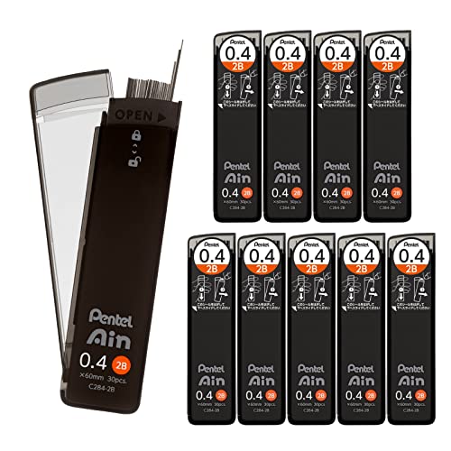 Mines Pentel Ain 0,4 mm 2B recharge haute densité pour plans sans traces
