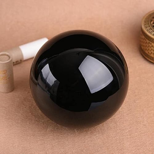 Polished Black Obsidian Crystal Ball Home Decor Ornaments 1pcs Ornaments (Size : 70-80mm)