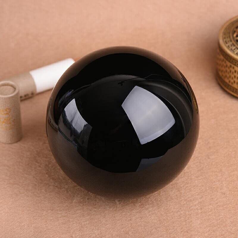 Boule cristal obsidienne noire polie 70-80mm objet décoration maison
