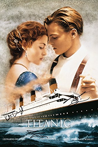 CX ICONS - Titanic – Kate Winslet & Leonardo Dicaprio Photo dédicacée – 30,5 x 20,3 cm - Photographie murale rectangulaire - Chambre à coucher