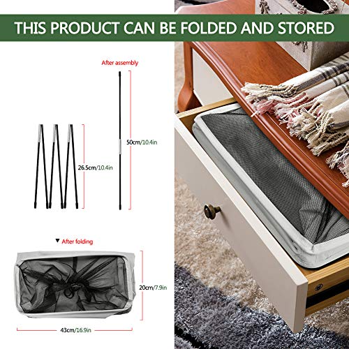 Image of Slim Rolling Laundry Basket with wheel, IHOMAGIC Rectangle Storage Hamper - Thin Laundry Basket Corner Fittable Laundry Bin Flexible Laundry Sorter For Dormitory, Hotel, 39x18.5x58cm 41L, Light Gray