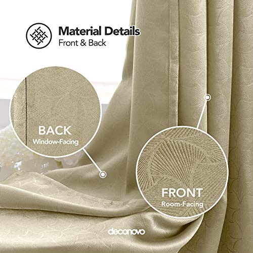 Image of Deconovo Fashionable Rod Pocket Blackout Curtains Room Darkening Curtains Window Treatments Shade Curtains for Study （5.2 Feet-Window） 52W x 63L Inch Beige 2 Drapes