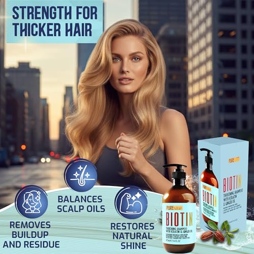 Image of Biotin Shampoo - Sulfate Free Strengthening and Volumizing Shampoo for Thinning and Fine Hair - Professional Salon Thickening, Volume Boosting Formula - Paraben Free for Women and Men - 16 Fl Oz