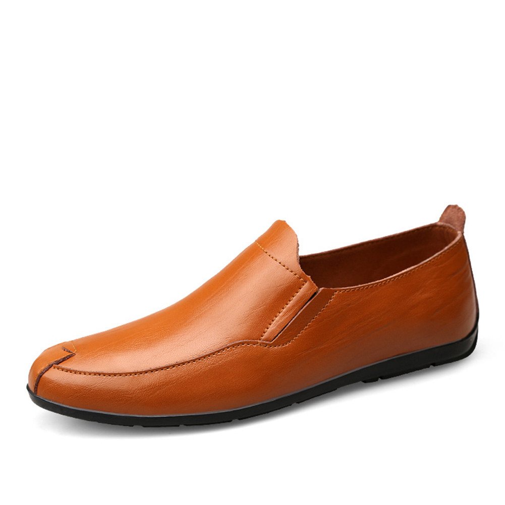 Mocasines Hombre Formal Moda Boda Artesanal Antideslizantes Negocios Zapatos Originales,Rojo Marrón 47 EU
