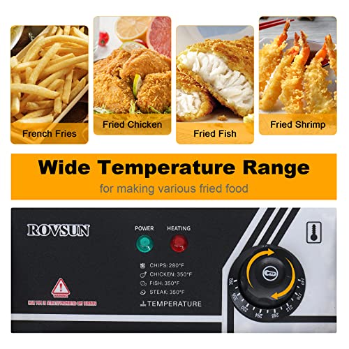 Rovsun 22.8Qt/21.6L Electric Deep Fryer W/Baskets & Lids, Countertop Commercial Stainless Steel Dual Tank Kitchen Fat Fryer Frying Machine For French Fries, Donuts, Adjustable Temperature, 5000W #TOP1