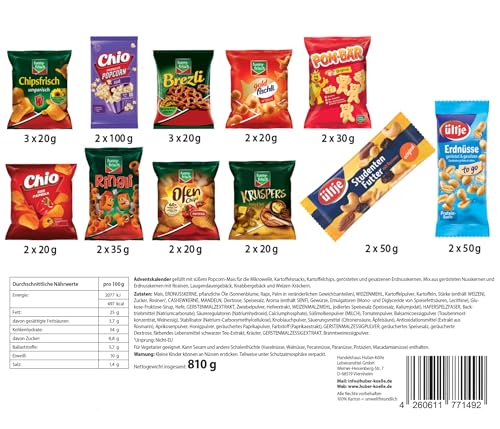 Intersnack Adventskalender 2025 – 810 g Knabber-Überraschung | Funny-Frisch, Pom-Bär, Chio & ültje Snacks | Knuspriges Geschenk für Snackliebhaber & Familie