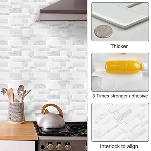 Waldecoo Marble Peel And Stick Backsplash For Kitchen, Thicker Design Self Adhesive Wall Tiles Stick On Backsplash, Marble Look Decorative Tiles (10 Tiles, 12”× 12”) #TOP3