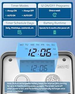 DEWENWILS Pool Pump Timer, Outdoor Digital Timer Box, 3HP 40A 240VAC, 7-Day 12 ON/Off Programmable Timer Switch for Pool Pump, Water Heater, Pool Filter, Landscape Lights, ETL Listed