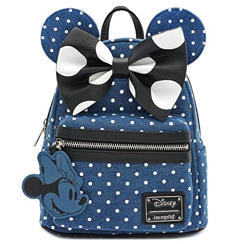 Loungefly x Minnie Mouse Denim Polka Dot Mini Backpack (One Size, Multicolored)