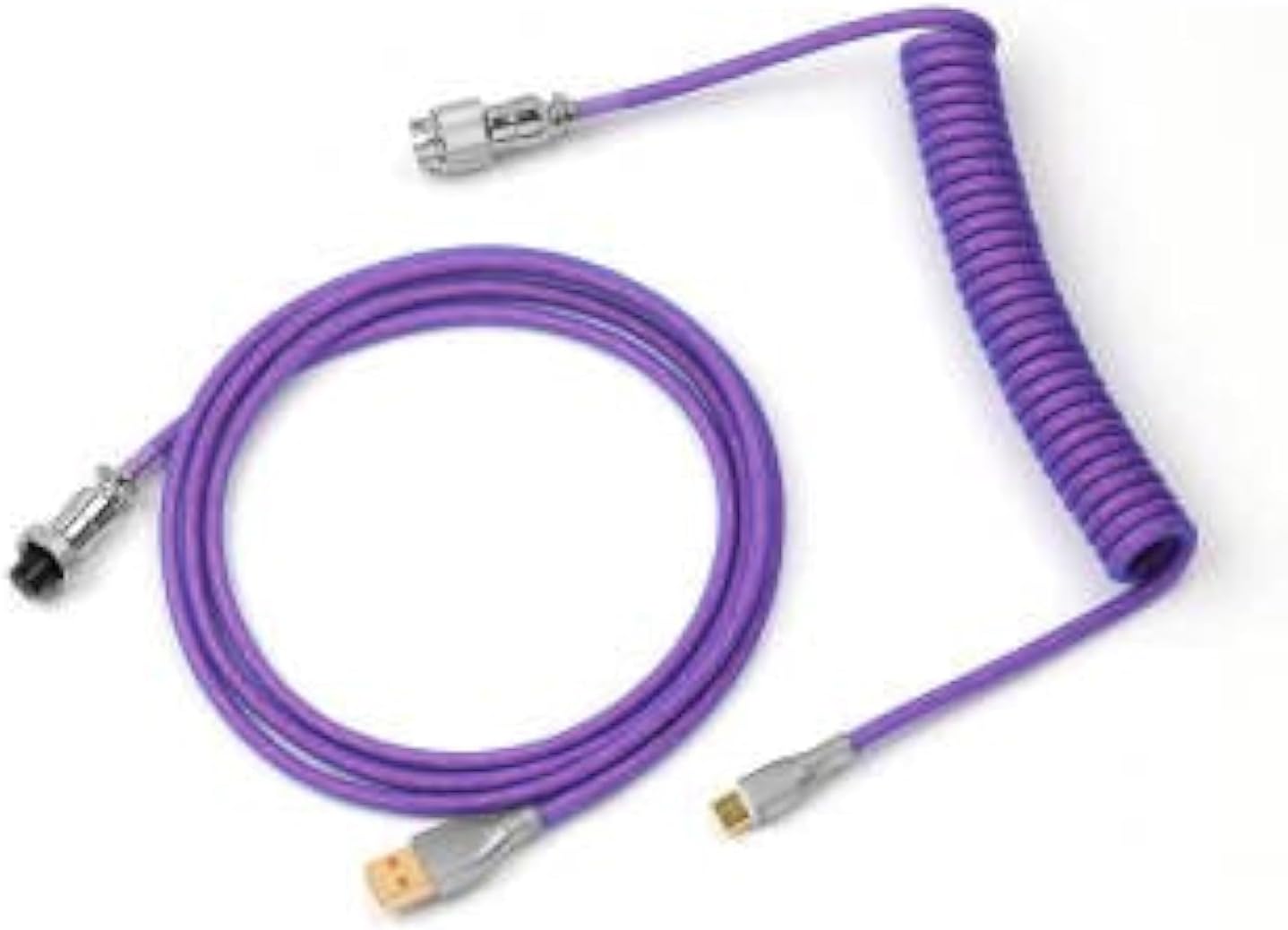 EPOMAKER Mix 1.8m Coiled Type-C to USB A TPU Mechanical Keyboard Space Cable with Detachable Aviator Connector for Gaming Keyboard and Cellphone(Purple)
