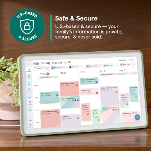 Image of Skylight Calendar 2 - 15-inch Full HD Touchscreen Digital Calendar, Featured on Wirecutter - Wall Planner & Interactive Chore Chart, Smart Family Organizer, 16GB Storage, Wi-Fi, Wall Mount Included - Classic, Sage