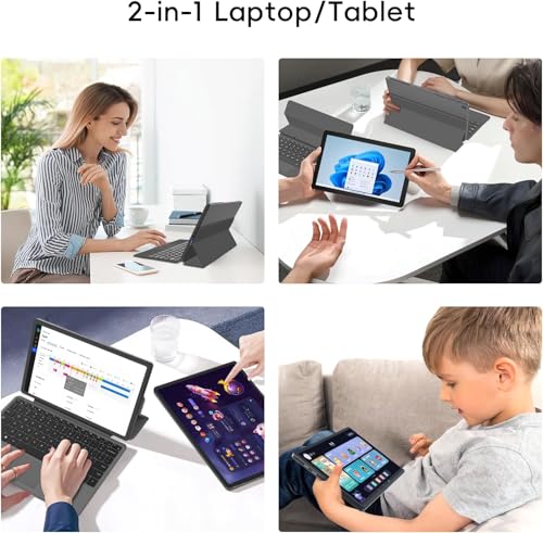Image of 2-in-1 Laptop /Tablet (2026), Windows 11 PC with Magnetic Keyboard, 1-Year Office 365, 10.1 inch FHD IPS Touchscreen, 8GB RAM 256GB SSD, 6500Y Processor, USB-C, 2 Stereo Speakers for Home Office Students