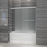 ELEGANT 58.5'- 60' W x 57 3/8 in. H Bypass Sliding Bathtub Door, 1/4 in. Frosted Glass Tub Door, Brushed Nickel Finish