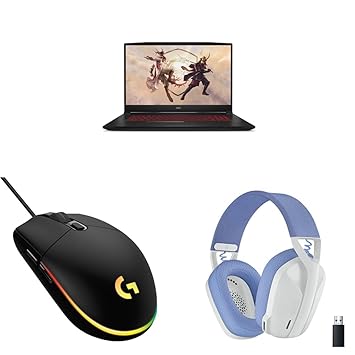 MSI Katana Gaming Laptop (Intel i7 11th Gen/16GB RAM & 512GB SSD Storage/3050Ti Graphics)+Logitech G G102Wired Gaming Mouse+Logitech G435 Gaming Bluetooth Wireless Over Ear Headphones with Mic - White