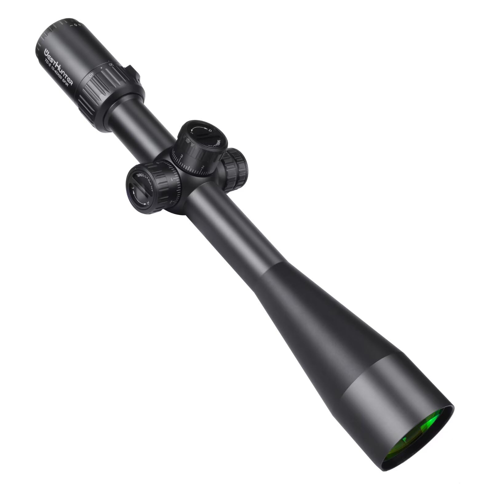 WestHunter Optics TD-S 10-40x50 SFIR Mira Telescópica, Tubo 30mm Segundo Plano Focal, Iluminación Roja, Precisión 1/10 MIL, Visor de Largo Alcance - Indicado Únicamente para Actividades Deportivas