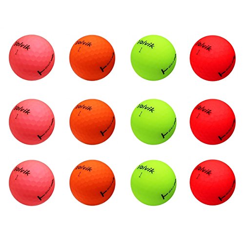 Volvik Vivid Bulk Golf Balls - Mixed Dozen (Matte Green, Orange, Pink & Red)