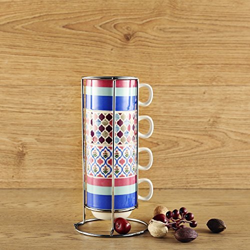 Image of Vibrance Set Of 4 Mugs With Stand